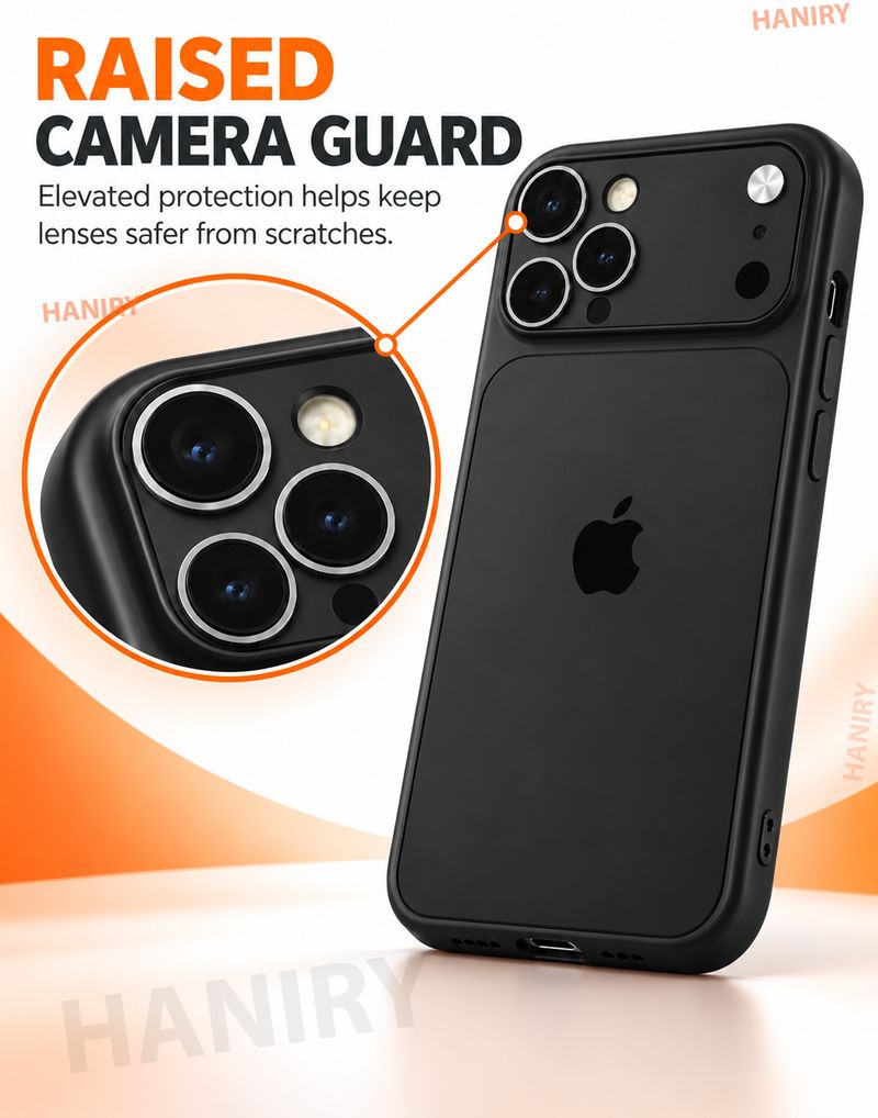 HANIRY iPhone 14 Pro Back Cover, Black Hard Case - Image 3