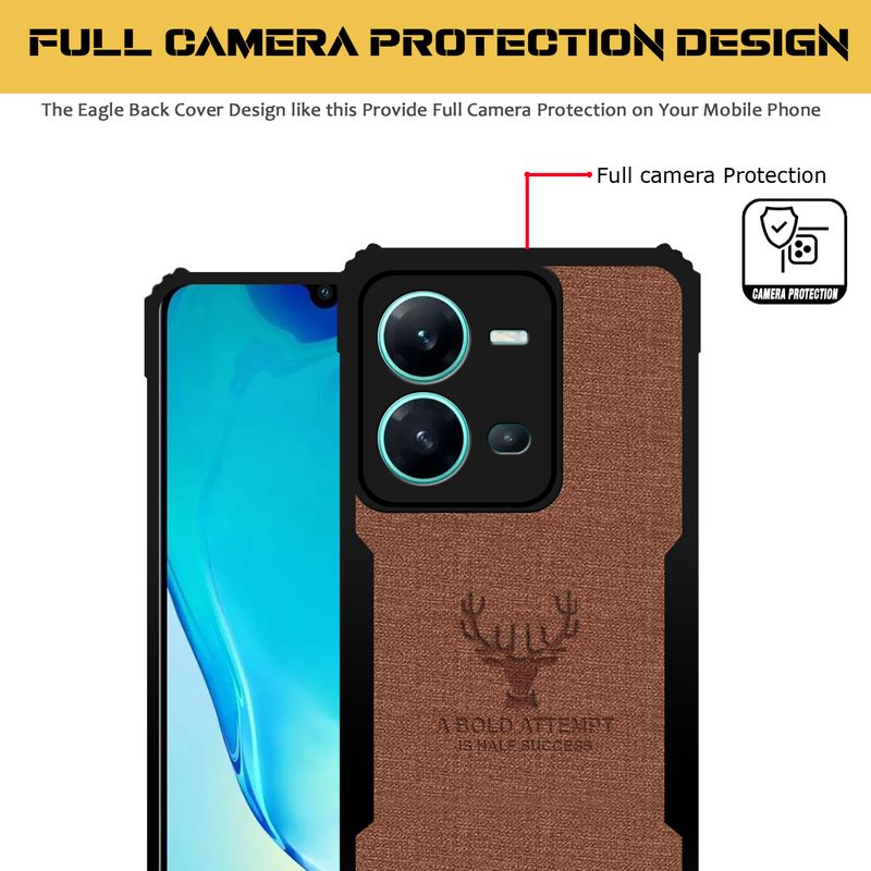 PikTrue Back Cover for Vivo V25 |Vegan PU Leather |Deer Case| Camera Lens Protection (Brown, Shock Proof, Artificial Leather, Polycarbonate, Pack of: 1) - Image 6