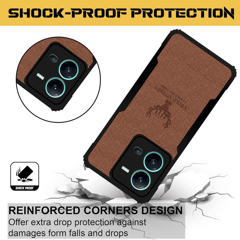 PikTrue Back Cover for Vivo V25 |Vegan PU Leather |Deer Case| Camera Lens Protection (Brown, Shock Proof, Artificial Leather, Polycarbonate, Pack of: 1) - Image 3