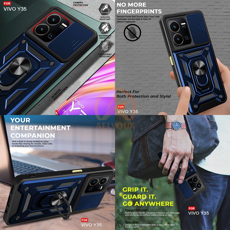 AelVouX Vivo Y35 Blue Ring Case - Image 6