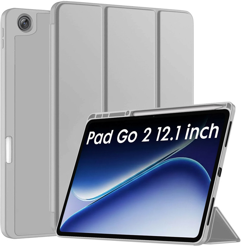 ROBUSTRION Flip Cover for OnePlus Pad Go 2 12.1 inch (Grey, Dual Protection, Artificial Leather, Pack of: 1)