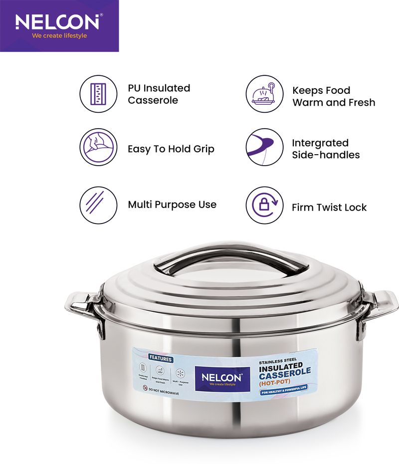 Nelcon Stainless Steel Double Walled Insulated Hotpot - Image 5