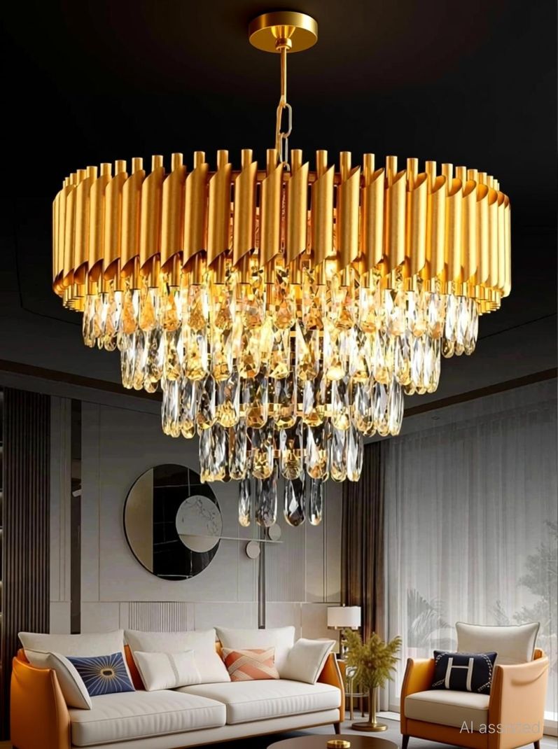 Kayuv Crystal Gold 500mm Chandelier - Image 4
