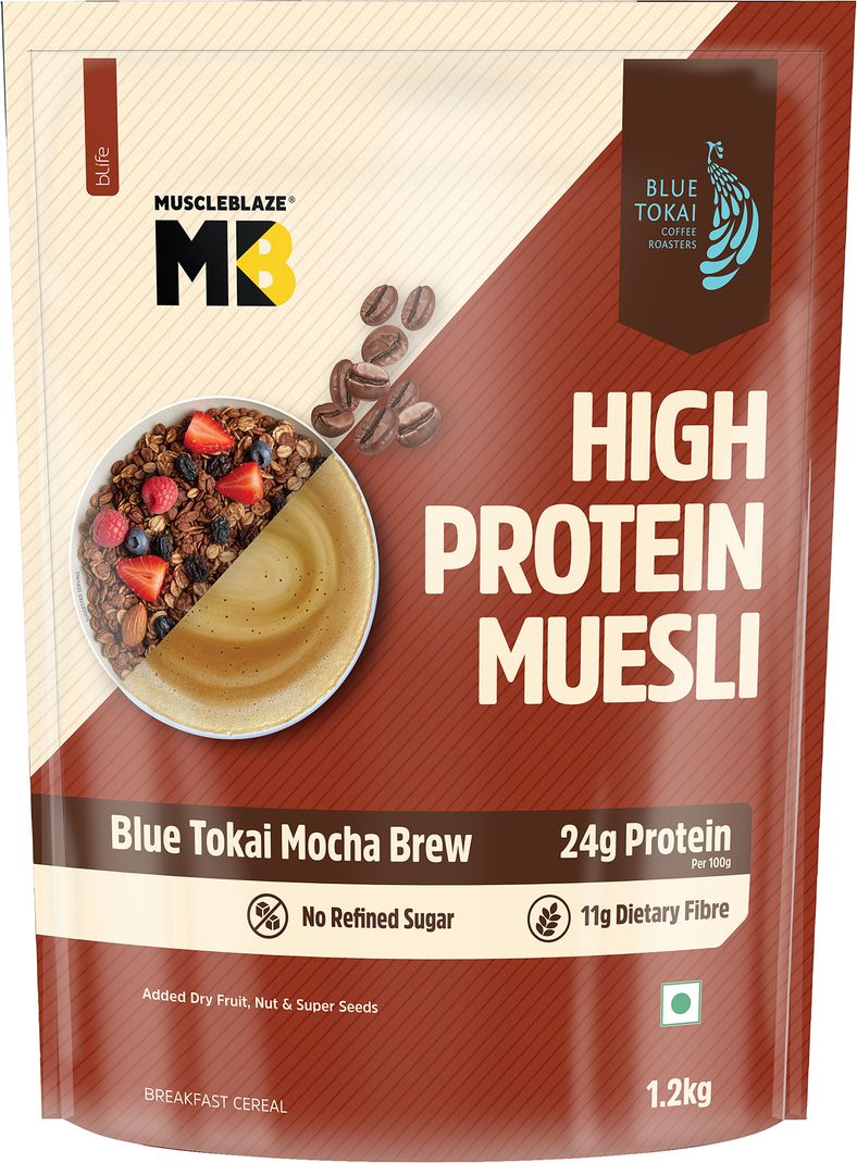 MUSCLEBLAZE High Protein Muesli (Blue Tokai Mocha Brew) 24g - Image 2