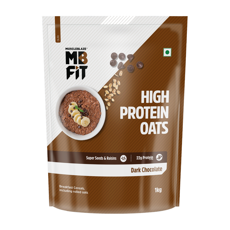 MUSCLEBLAZE High Protein Oats, Gluten Free, Dark Chocolate Pouch (1 kg)