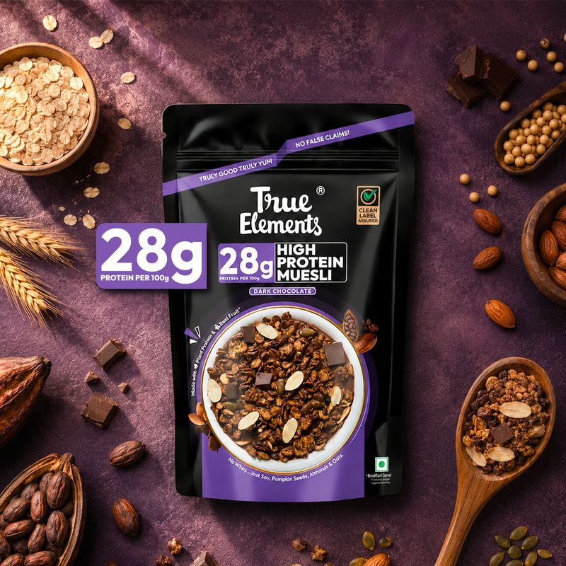 True Elements 28g High Protein Muesli Dark Chocolate 1kg - Image 5