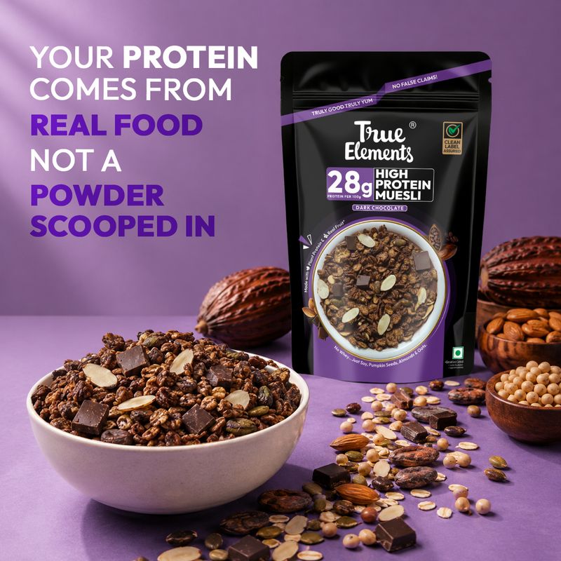 True Elements 28g High Protein Muesli Dark Chocolate 1kg - Image 6