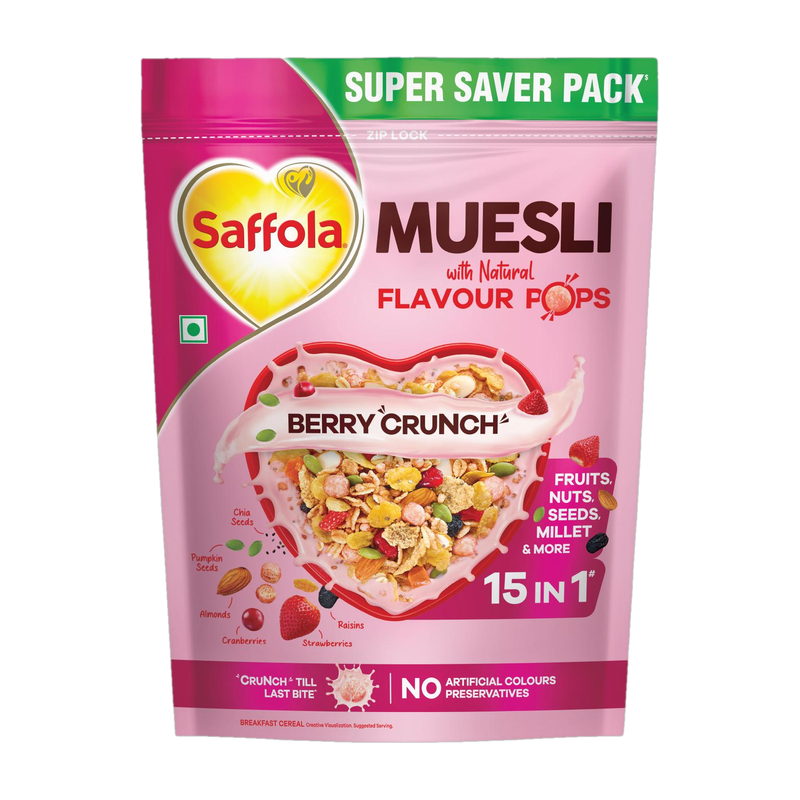 Saffola Muesli Berry Crunch with Flavour Pops, 15 in 1 - Image 2