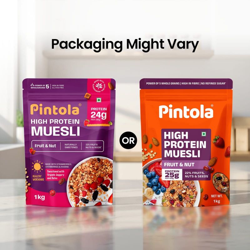 25g High Protein Muesli, Fruit & Nut, 22% Fruits, Nuts & Seeds Pouch - Image 3