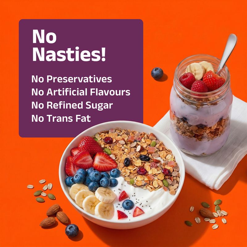 25g High Protein Muesli, Fruit & Nut, 22% Fruits, Nuts & Seeds Pouch - Image 6