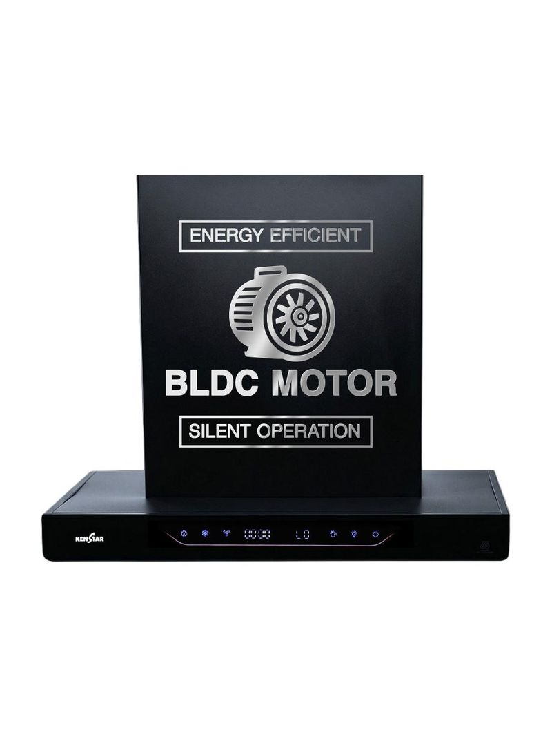Kenstar AeroGlide BLDC T SHAPE 60CM 1500 CMH 60 cm Filterless Auto-clean Chimney With BLDC Motor 10 Speed Touch & Gesture Control Powerful Suction Low Noise Auto Clean Chimney (Wall Mounted, Black)