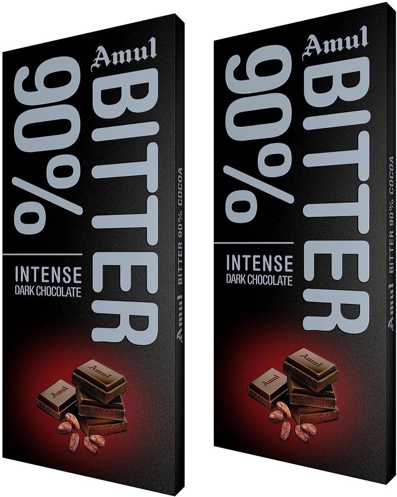 Amul Bitter 90% Chocolate Bar, Pack Pack of 2 · 150 g (300 g total) - Image 2