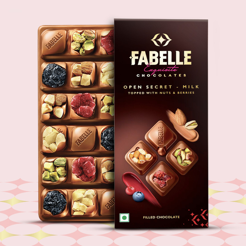 Fabelle Open Secret - Milk Chocolate Bar, Visible Nuts & Berries Bars (121 g)
