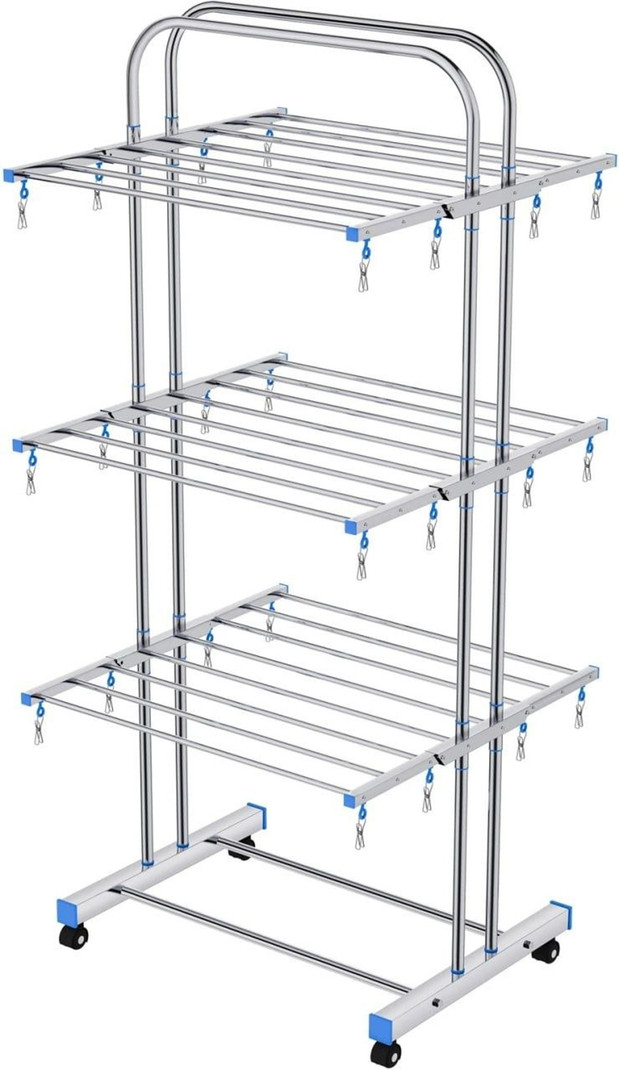 BLAZESKY Steel Floor Cloth Dryer Stand Cloth Dryer Stand Premium Quality (3 Tier)