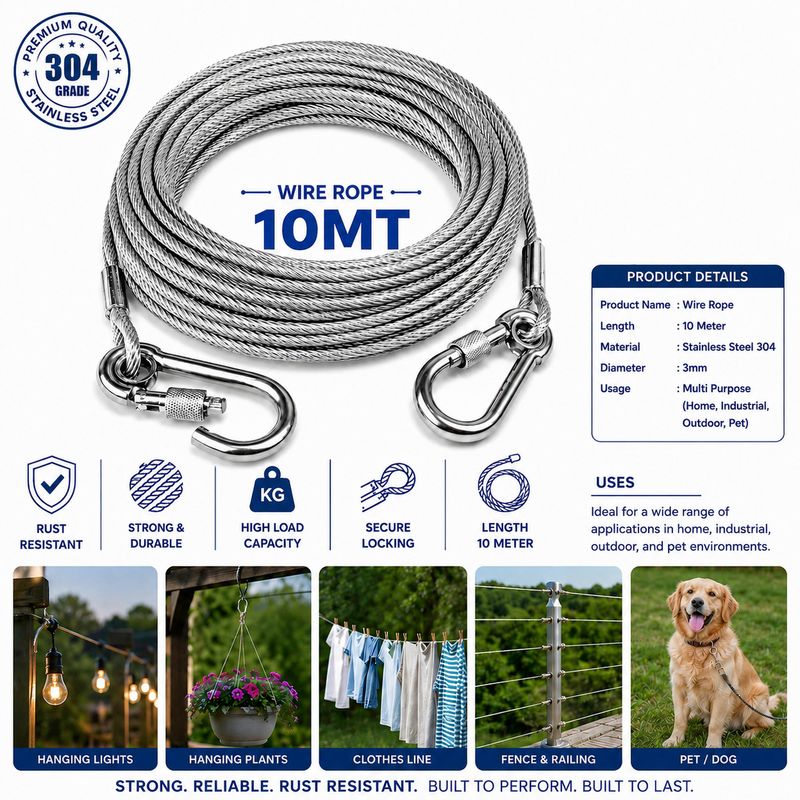 JILOX Steel Cloth Drying Rope 10-Meter - Image 4