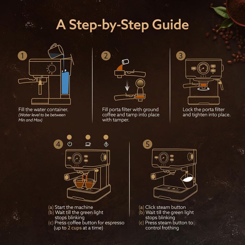 AGARO Imperial Espresso Coffee Maker 15 Bars 6 Cups - Image 6
