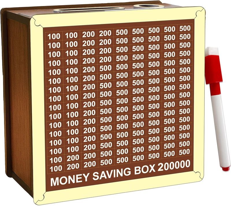 Huckwood Wooden Piggy Bank Savings Challenge Box - Image 4