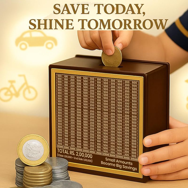 Huckwood Wooden Piggy Bank Savings Challenge Box - Image 5