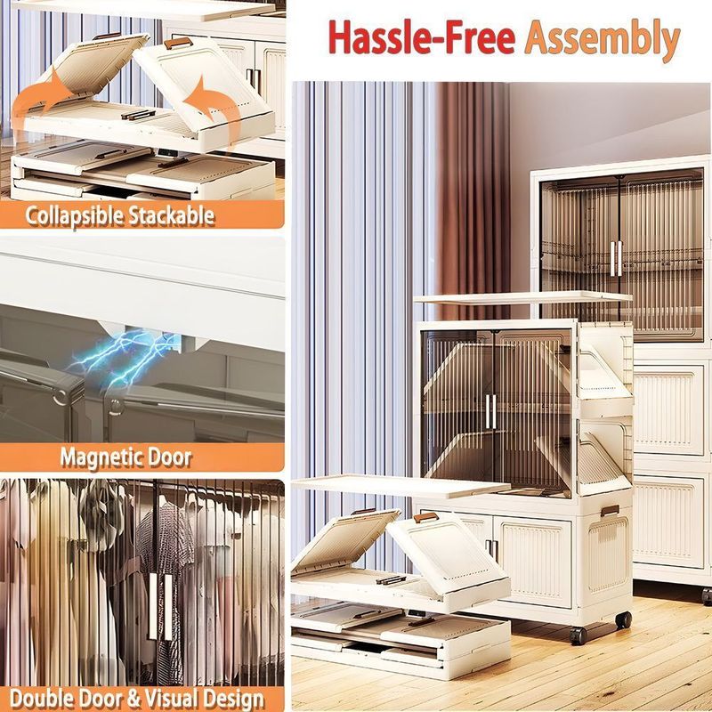 Sasimo 4-Door 4-Shelf Plastic Wardrobe - Image 4