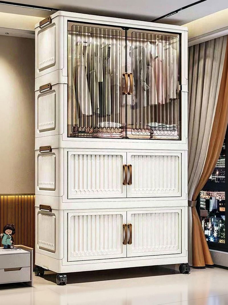 Sasimo 3-Door 3-Shelf Foldable Wardrobe - Image 4