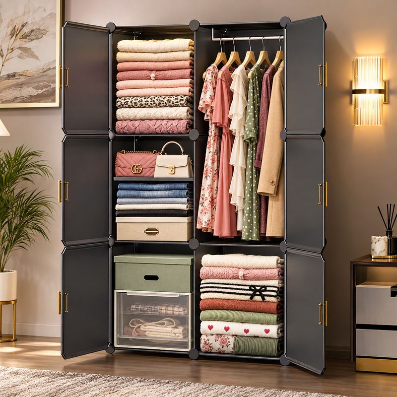 6-Door 6-Shelf Plastic Kids Collapsible Cupboard - Image 2