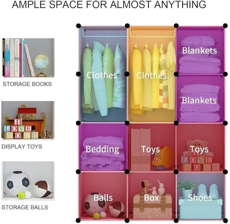 6-Door 6-Shelf Plastic Kids Collapsible Cupboard - Image 5