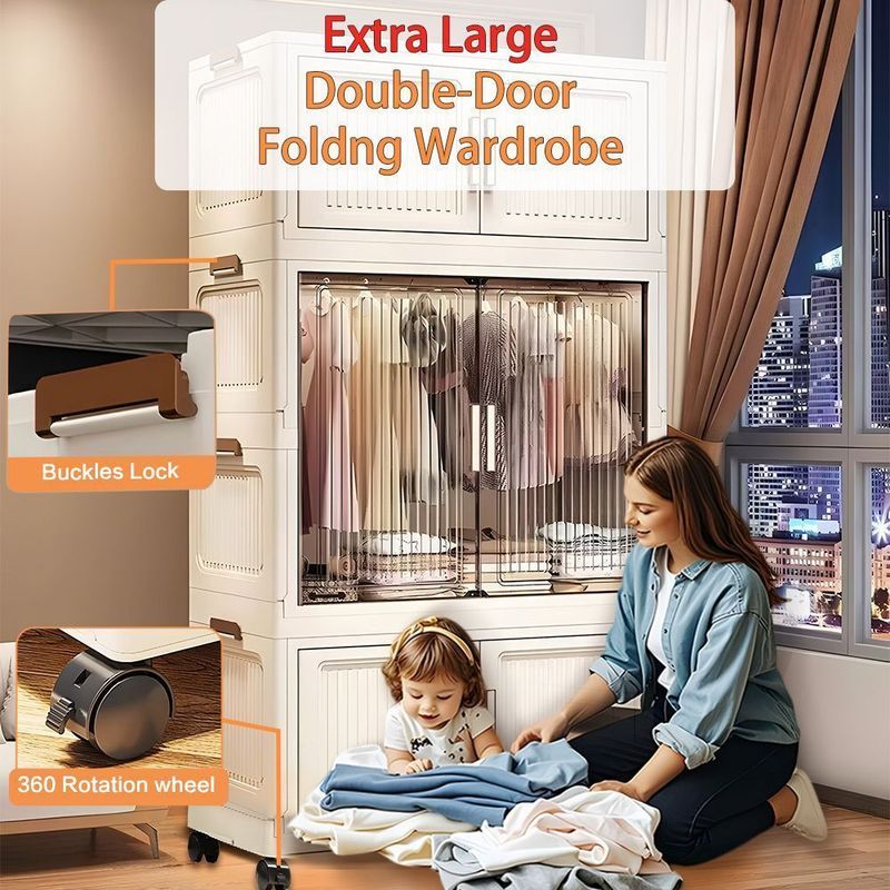 Sasimo 4-Door 4-Shelf Plastic Wardrobe - Image 3