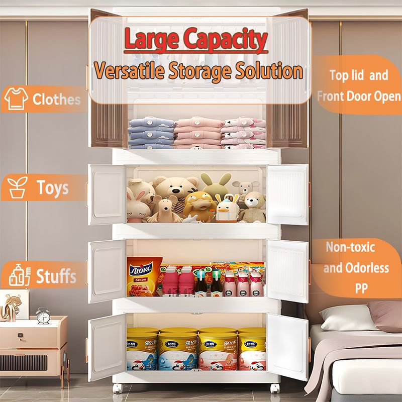 Sasimo 4-Door 4-Shelf Plastic Wardrobe - Image 5