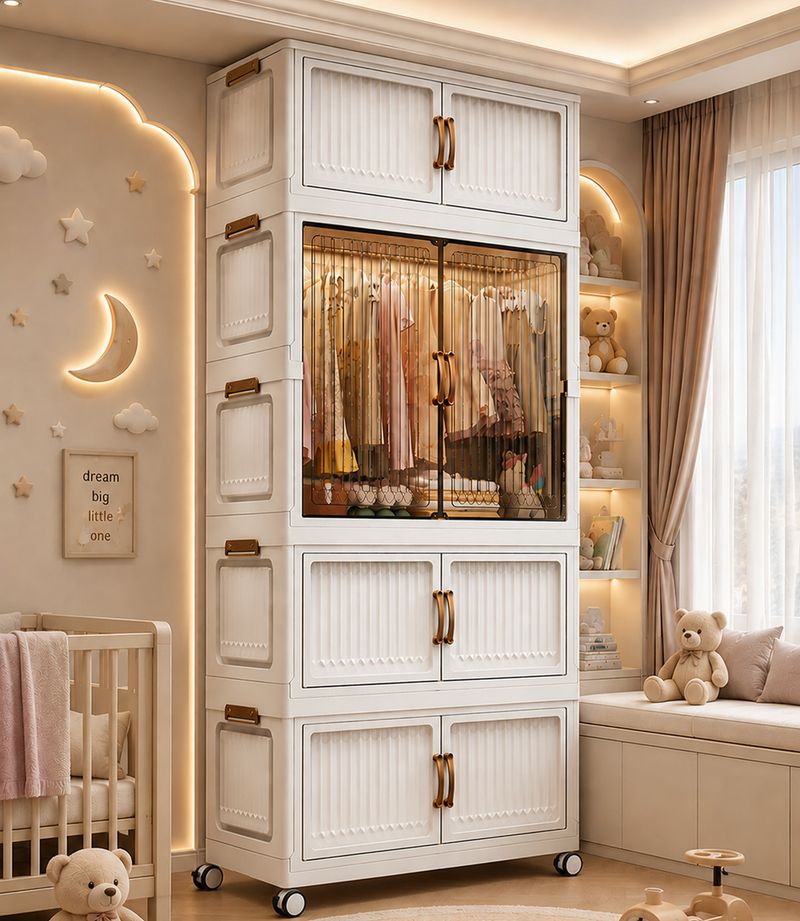 Sasimo 4-Door 4-Shelf Plastic Wardrobe - Image 2