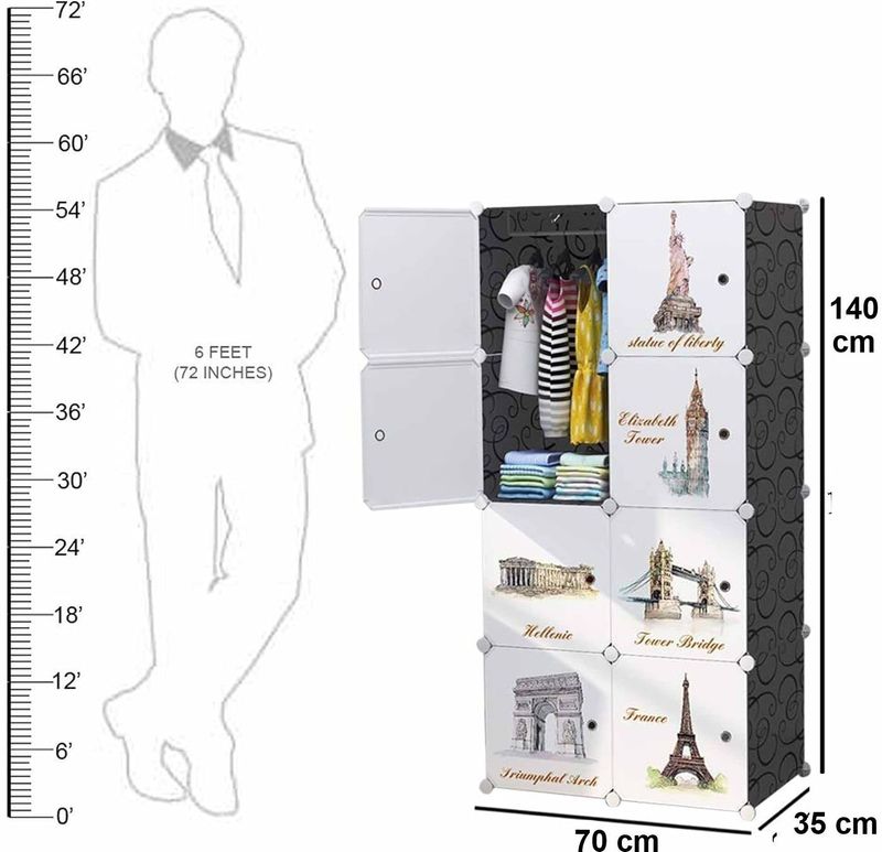 KriShyam 8 Door PP Collapsible Wardrobe - Image 4