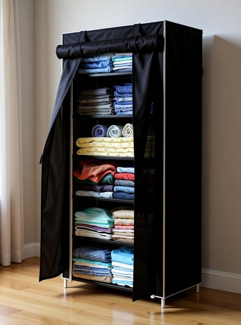 ZENVEXYO PP Collapsible Wardrobe Black DIY - Image 5