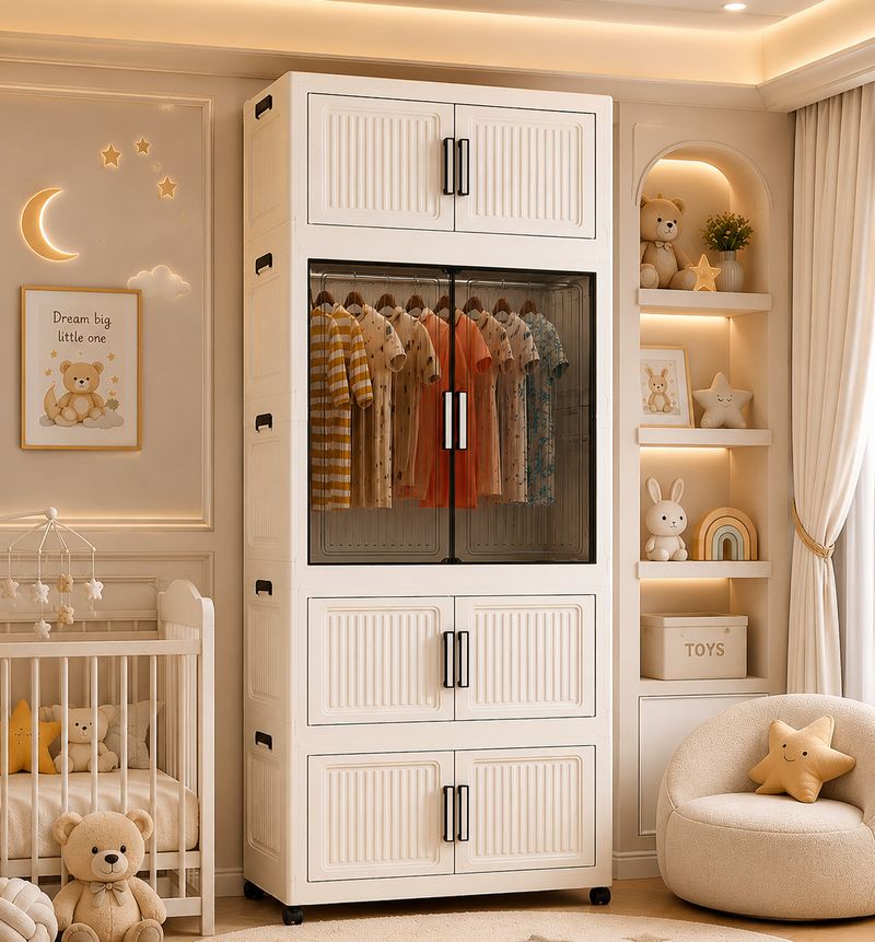 Sasimo 4-Door 4-Shelf Plastic Wardrobe - Image 2