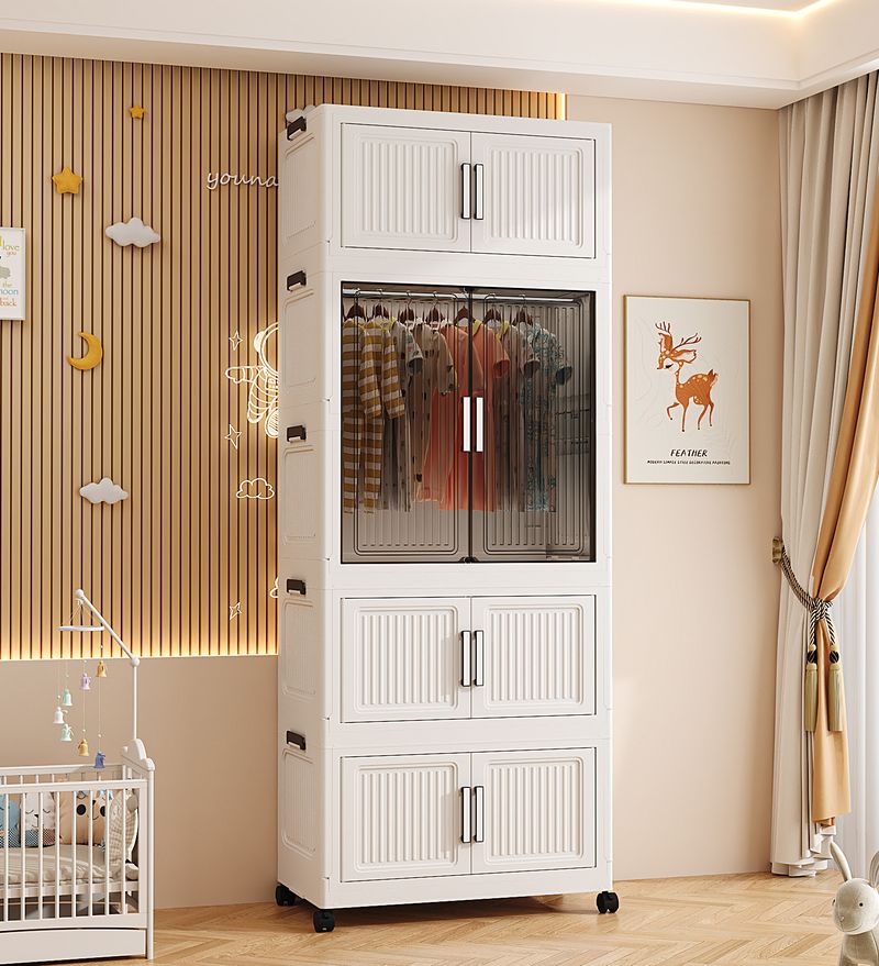 Sasimo 4-Door 4-Shelf Plastic Wardrobe - Image 3