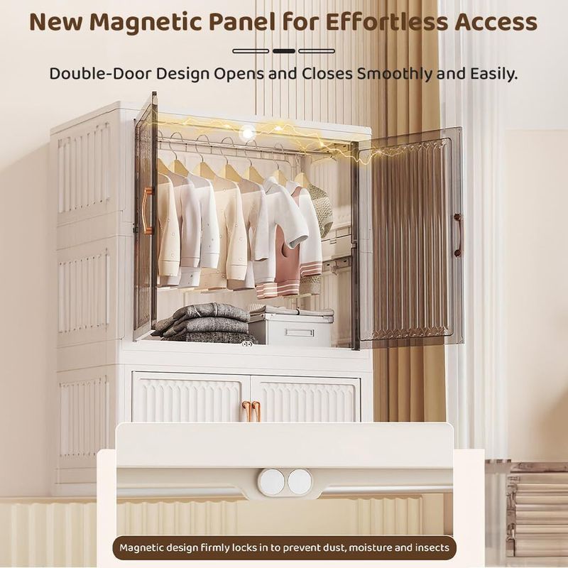 StarAndDaisy 2 Door Plastic Wardrobe, Cream, Mirror - Image 4