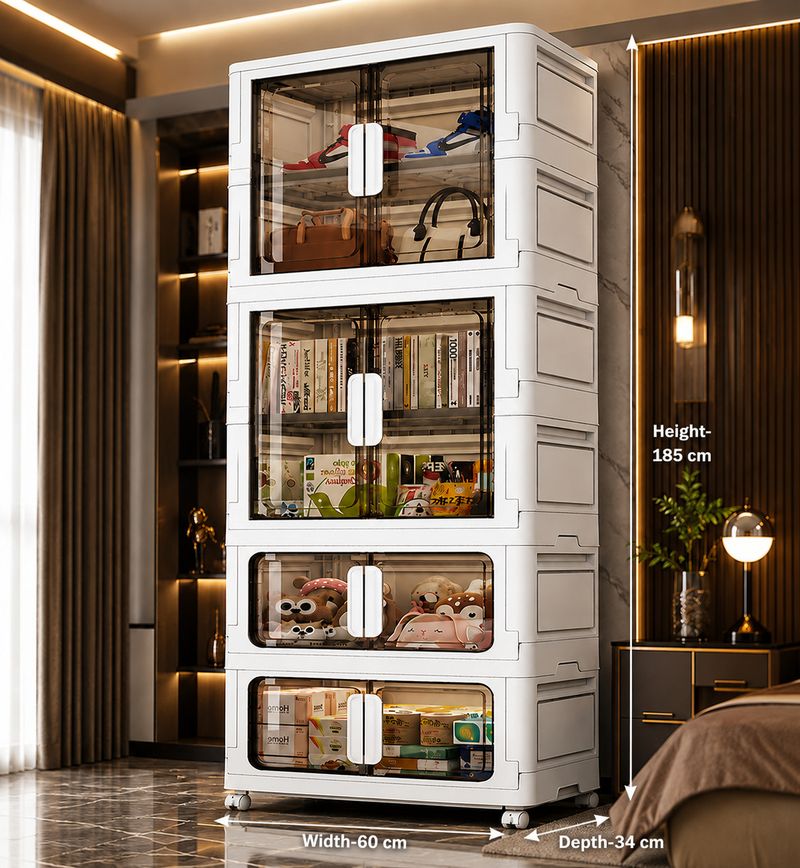 Sasimo 2-Wardrobe 8-Door 6-Shelf Plastic Cupboard - Image 3