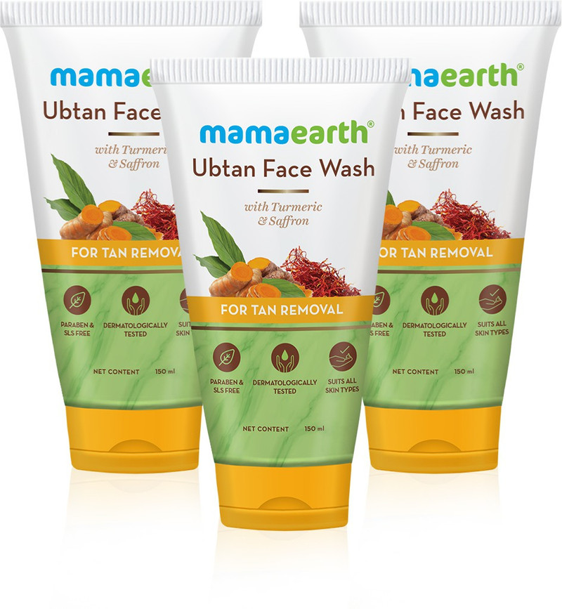 Mamaearth Ubtan Natural With Turmeric & Saffron Pack Of 3 Face Wash