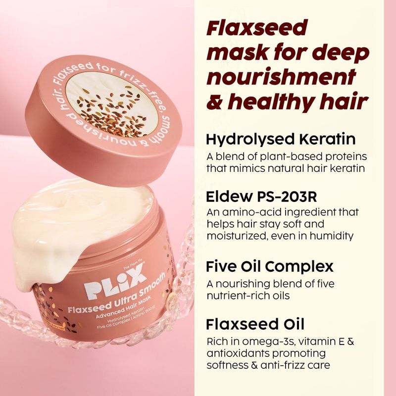 The Plant Fix Plix Flaxseed Keratin Smoothening Mask, Shampoo & - Image 3
