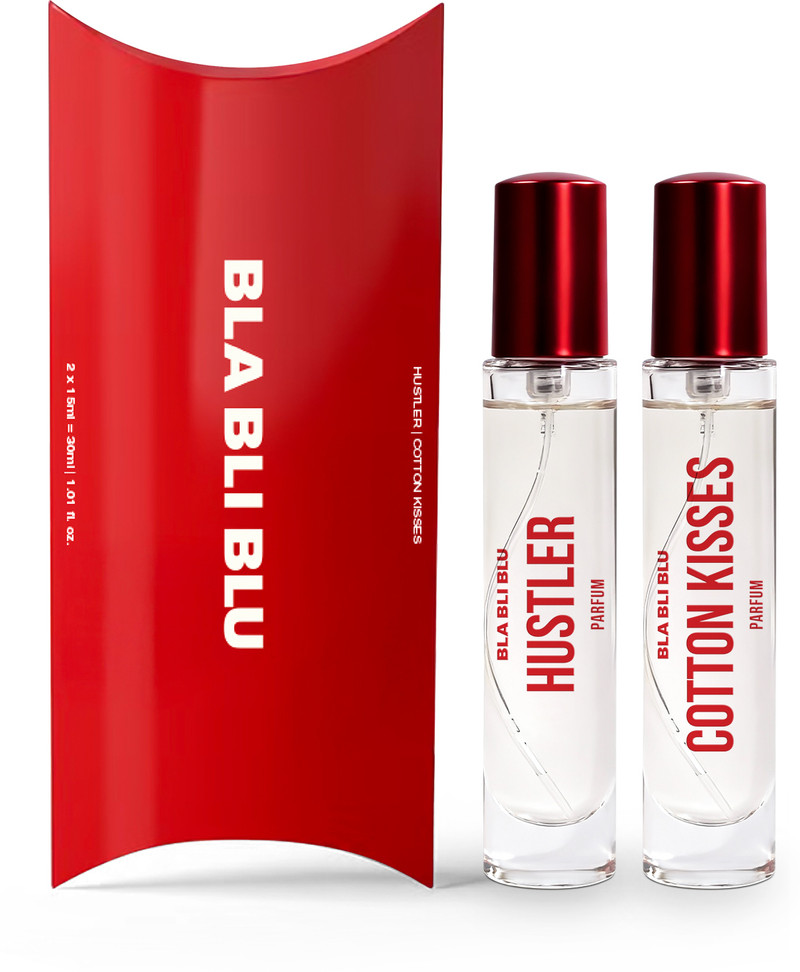 BLA BLI BLU Hustler & Cotton Kisses Unisex Perfume Combo|15mlX2|Long Lasting Fragrance