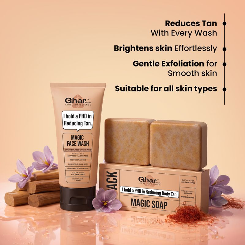 Ghar Soaps De-Tan Magic Combo - Magic Soap Pack of 2 & Magic Facewash (3 Items in the set) - Image 4