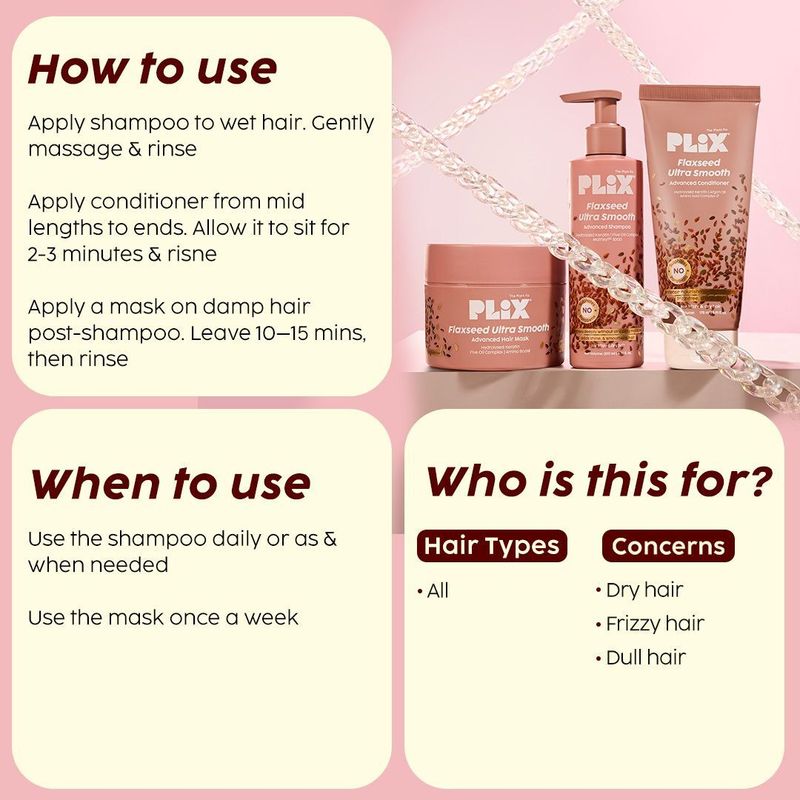 The Plant Fix Plix Flaxseed Keratin Smoothening Mask, Shampoo & - Image 6