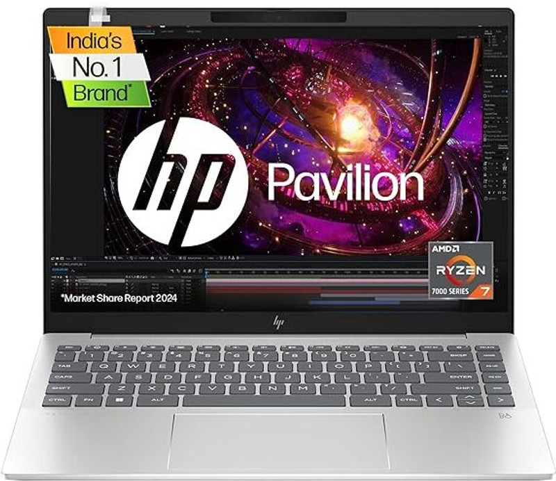 HP Pavilion Plus AMD Ryzen 7 7th Gen 7000 - (16 GB/1 TB SSD/Windows 11 Home) 14-ey0789AU Thin and Light Laptop 14 inch, Natural Silver, 1.44 kg, With 