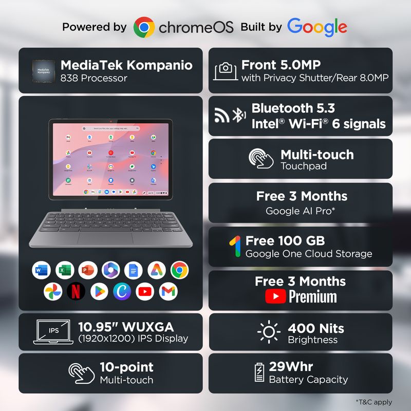 Lenovo Chromebook Duet MediaTek Kompanio 838 4GB 64GB - Image 3