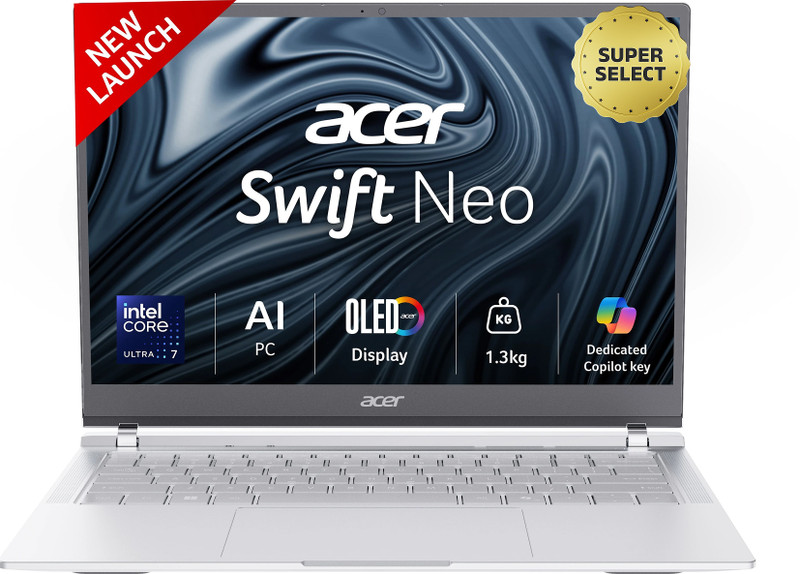 Acer Swift Neo Office 2024 + M365 Basic Intel Core Ultra 7 155U - (16 GB/512 GB SSD/Windows 11 Home) SFN14-54H Thin and Light Laptop 14 Inch, Silver, 