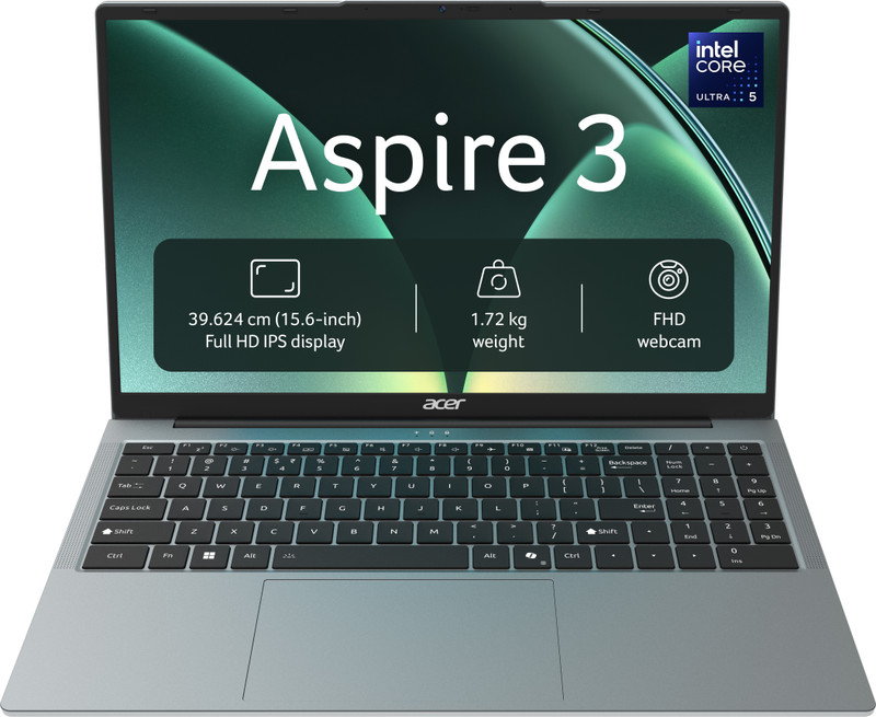 Acer Aspire 3 (2026) AI PC, Backlit Keyboard Intel Core Ultra 5 115U - (16 GB/512 GB SSD/Windows 11 Home) A325-55 Notebook 15.6 inch, Steel Gray, 1.72