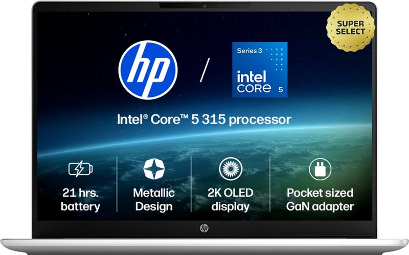 HP Omnibook 3 Next Gen AI PC, 2K OLED Intel Core 5 Series 3 315 - (12 GB/512 GB SSD/Windows 11 Home) 14-ht0242TU Laptop (14 inch, Glacier Silver Aluminum, 1.4 kg, With MS Office) - Image 2