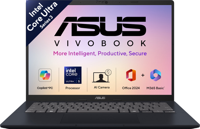 ASUS Vivobook 14 (2026) AI PC with Office 2024 + M365 Basic*, Copilot+ PC Intel Core Ultra 5 Series 3 325 - (16 GB/512 GB SSD/Windows 11 Home) X1407AA