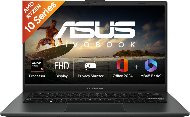 ASUS Vivobook Go 14 (2026) with Office 2024 + M365 Basic AMD Ryzen 3 Quad Core 30 - (8 GB/512 GB SSD/Windows 11 Home) E1404FA-EB1414WS Thin and Light 