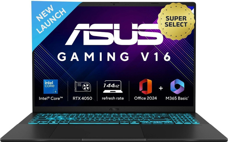 ASUS Gaming V16 (2025) for Creator with Office 2024 + M365 Basic*,AI PC((i5 14th gen) Intel Core 5 210H - (16 GB/512 GB SSD/Windows 11 Home/6 GB Graph