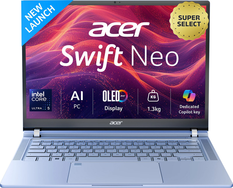 Acer Swift Neo Office 2024 + M365 Basic Intel Core Ultra 5 115U - (16 GB/512 GB SSD/Windows 11 Home) SFN14-54H Thin and Light Laptop 14 Inch, Blue, 1.
