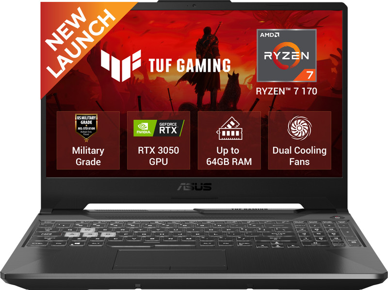 ASUS TUF Gaming A15 (2026) AMD Ryzen 7 Octa Core 170 - (16 GB/512 GB SSD/Windows 11 Home/4 GB Graphics/NVIDIA GeForce RTX 3050/144 Hz) FA506NCQ-IN080W